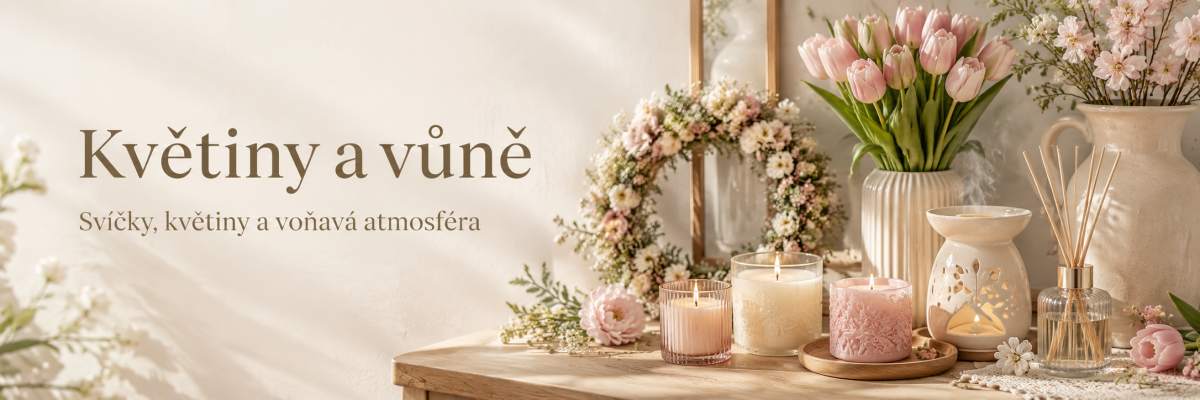 Vonné svíčky, osvěžovače vzduchu a květiny v bytě
